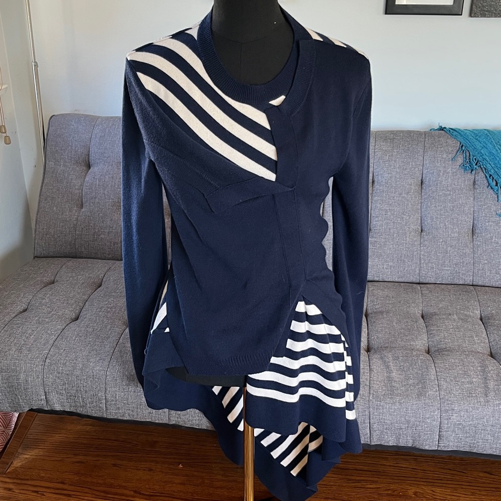 MONSE Navy and White Striped Knit Top Size M